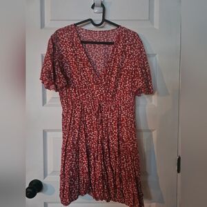 Short Flower Red Dress